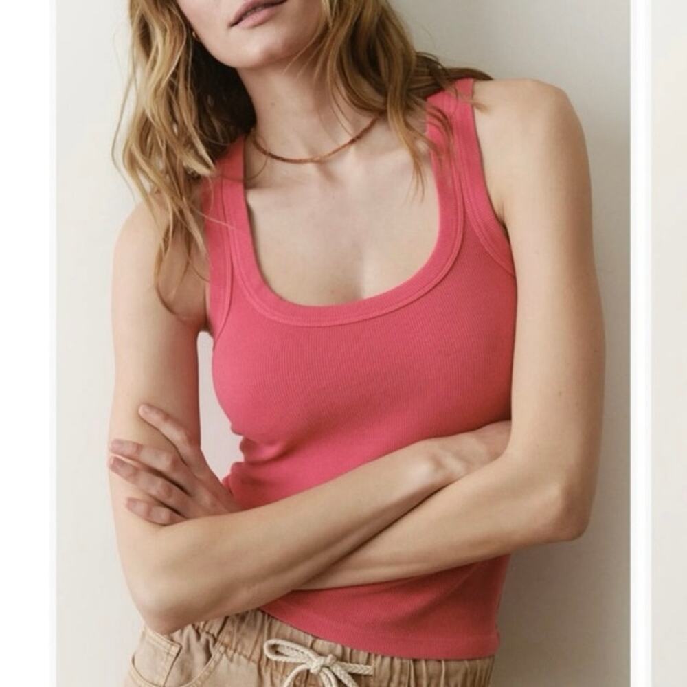NWOT Women’s Marine Layer Lexi Scoop Neck Rib Tank in Bright Rose SZ S